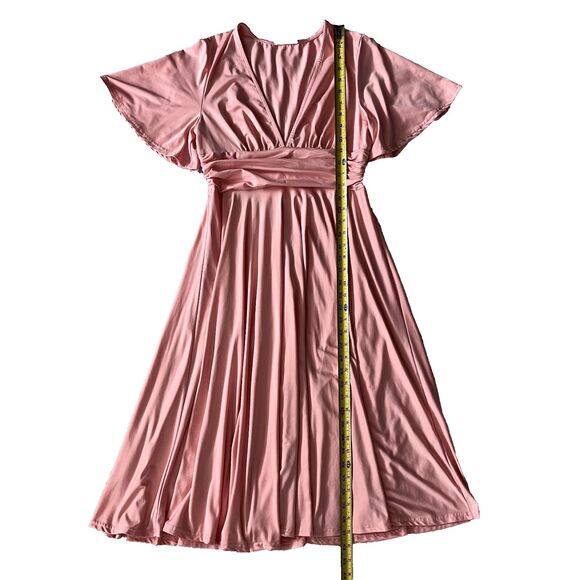 Dress Day Baby Pink Maternity Midi Dress with Short Sleeves Sz L - Picture 8 of 14